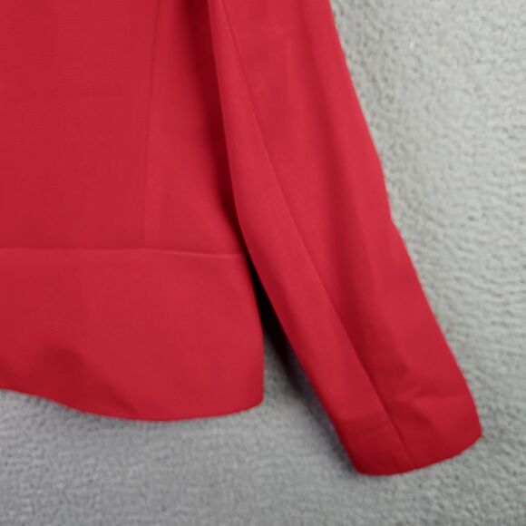 Anne Klein Blazer 10 Red Peplum Back Classic One Button Jacket Workwear Pockets - Picture 6 of 16